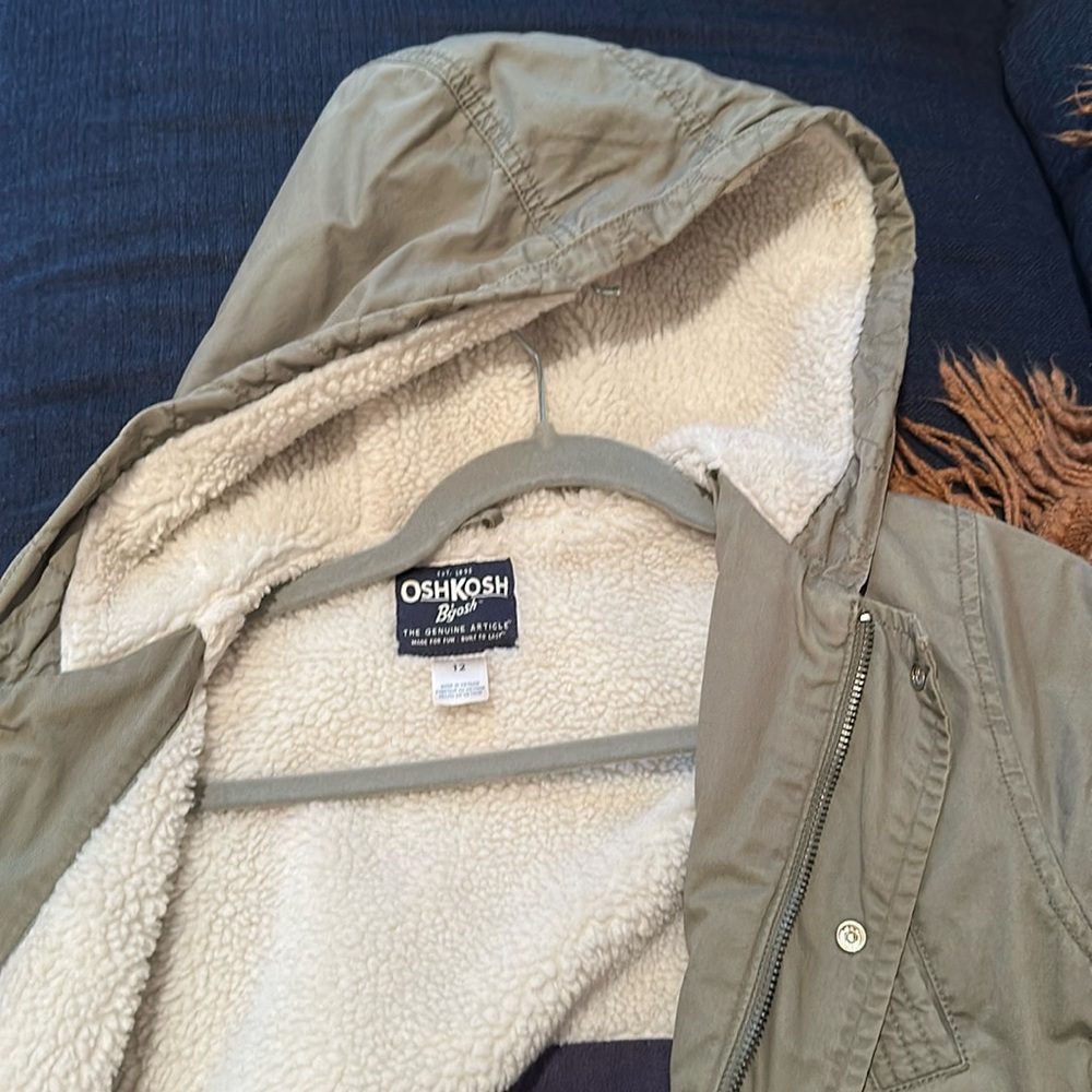 Great conditions girls army coat with hood fleece lined